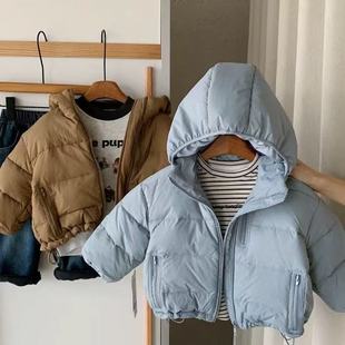 儿童连帽羽绒服男女童白鸭绒外套2025冬新款 宝宝纯色棉服保暖洋气