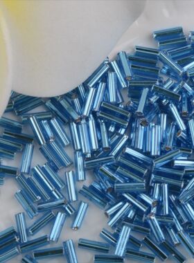 日本进口MGB玻璃米珠6mm罐银方管湖水蓝色，450克/包。