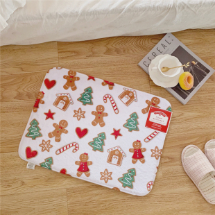 上D12 圣誕禮物 可愛姜餅人圣誕老人 防水防滑地墊 美國(guó)DAN