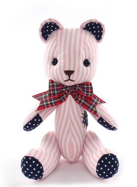 H09 出口小物 心灵手巧系 DIY包 条纹 玩偶熊 布娃娃熊