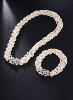 天然淡水真珍珠BABY珠小珠多层链编织奢华唯美项链手链套装配饰女