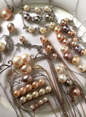 特价清仓 好品质天然淡水珍珠巴洛克异形珍珠925纯银项链吊坠一体