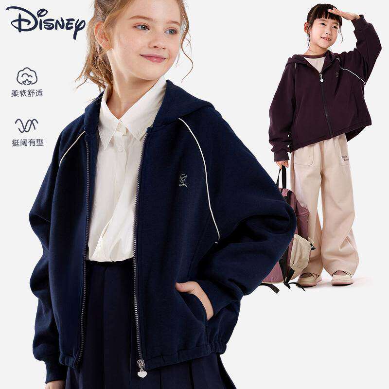 女童外套春秋2025新款儿童连帽卫衣大童洋气休闲运动服宽松童装