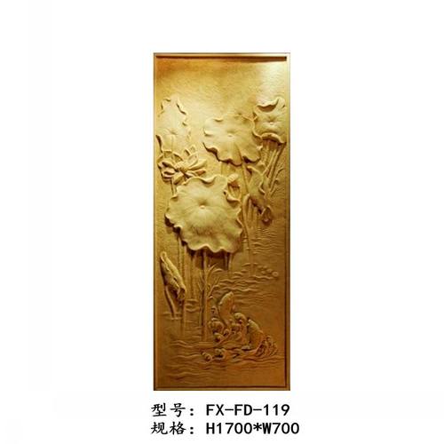 艺术砂岩立体浮雕荷花鲤鱼F119电视浮雕背景墙玄关背景壁画