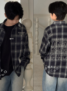 布芮欧童装2025秋季新款儿童韩版格子衬衫男女童长袖衬衣潮16206