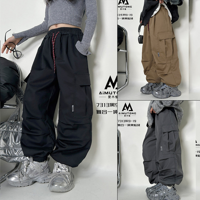 爱木橦加绒工装裤中大童休闲裤