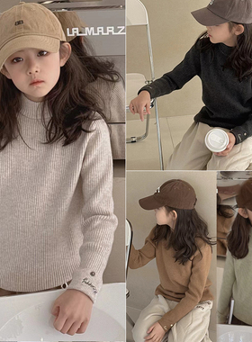 贝柏童装冬季新款女童高领针织毛衣中大童修身弹力打底衫8259