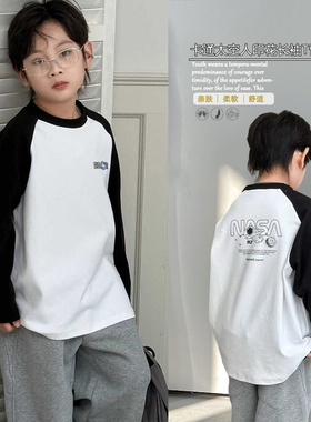 牛哆哆童装2025秋季新款男女童洋气撞色卡通长袖T恤打底衫潮55330