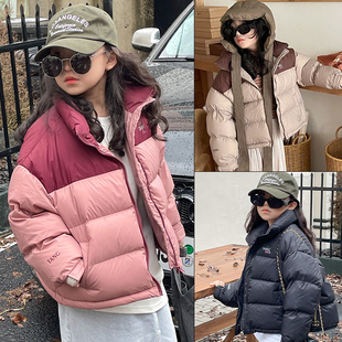 唐家品牌冬款男女中大童洋气90白鸭绒厚实拼色羽绒服外套2355