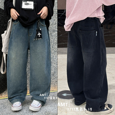 爱木橦童装韩版宽松休闲牛仔裤