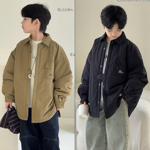 男女童宽松版 新款 夹棉衬衣外套中大童夹克3755 2025冬季 大E小e童装