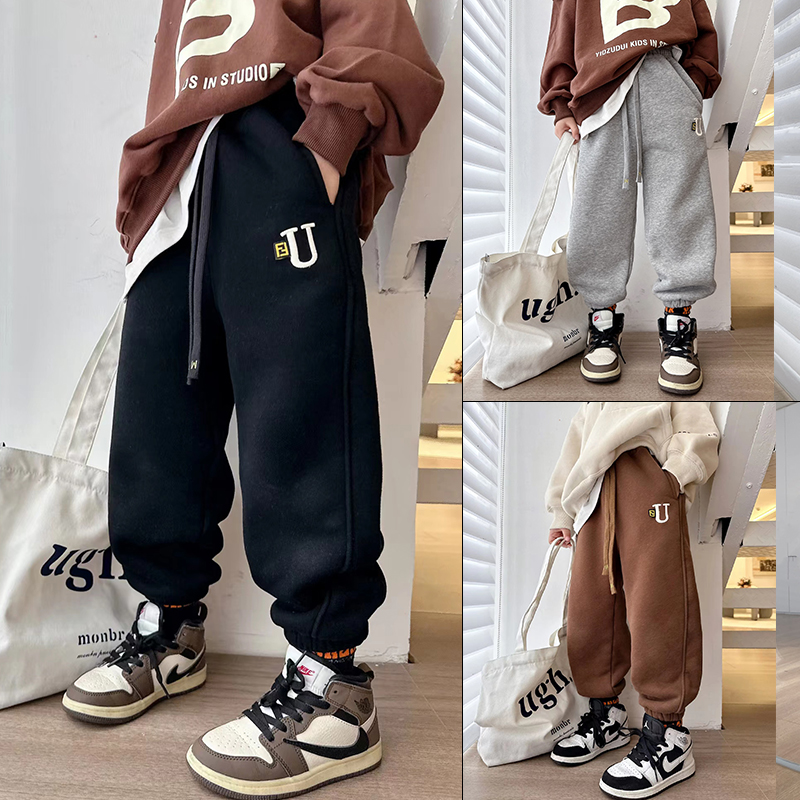 大E小e羊驼绒加厚休闲卫裤针织裤