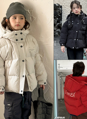 啦芙莱童装2024冬新品男女中大童加厚90白鸭绒连帽羽绒服外套6956