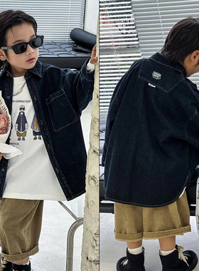 布芮欧童装秋新款牛仔衣儿童复古衬衫外套中大童上衣潮89510