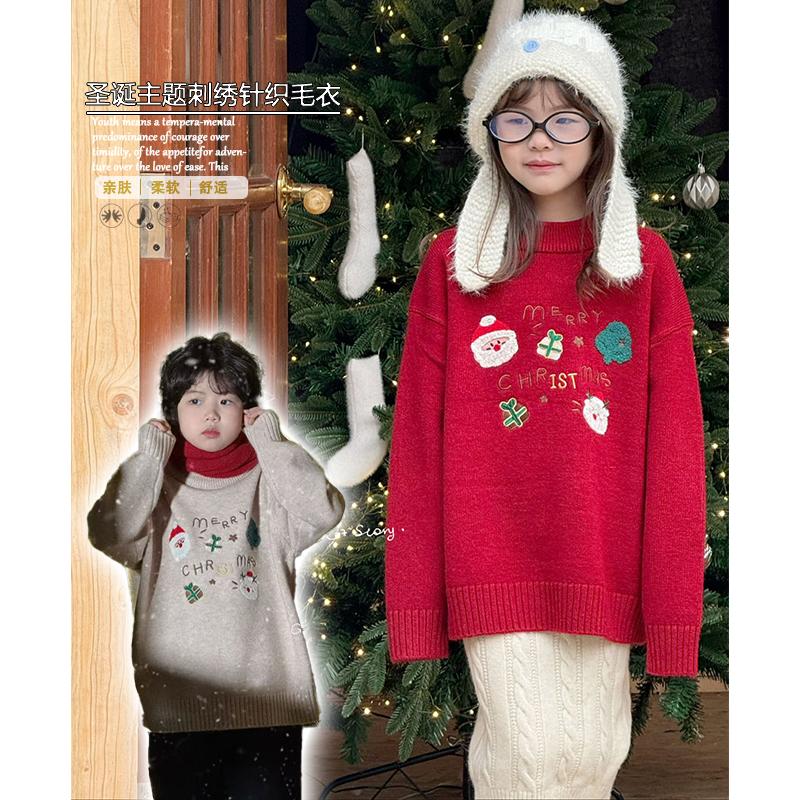 G+童装2024冬季新款年货儿童毛衣圣诞节宝宝洋气针织衫男女童6903