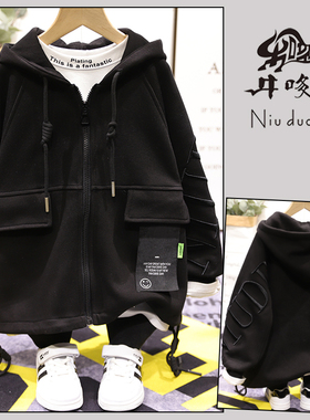 牛哆哆童装秋冬新款儿童休闲薄绒外套男女童保暖拉链衫67255