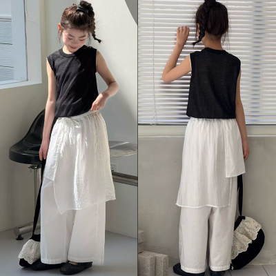 大E小e2026夏季新款女童中大童纯棉不规则屁帘九分裤潮裤9303