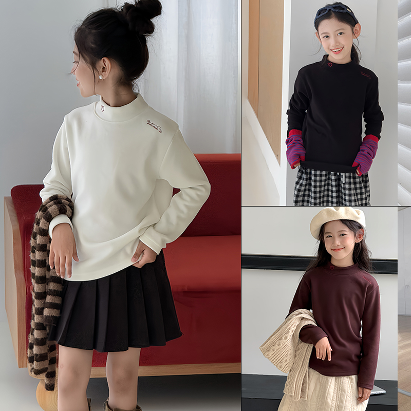 大E小e2025冬新男女童爱心打底衫