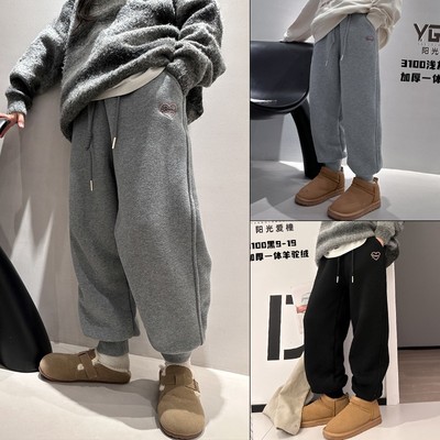 阳光爱橦羊驼绒卫裤儿童加厚长裤