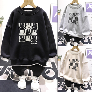 兔子印花一体绒圆领卫衣男女童套头衫 新款 8081 冬季 啦芙莱童装