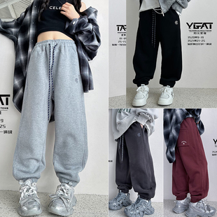 中大童休闲长裤 男女童加绒运动裤 潮3520 2024秋冬新款 阳光爱橦童装