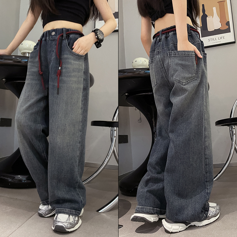 大E小e阔腿牛仔裤休闲长裤