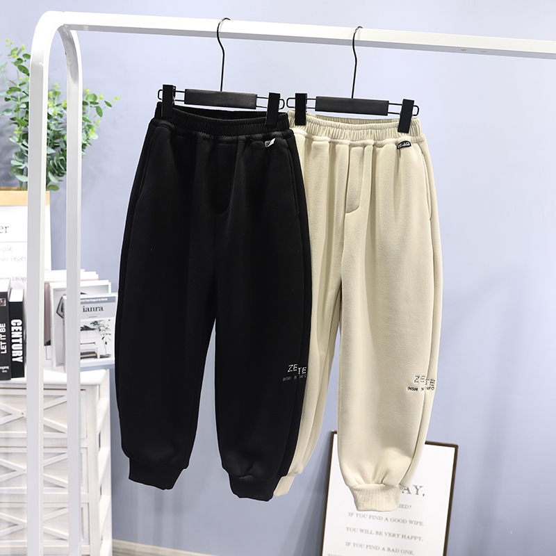 啦芙莱童装2024冬季新款男女童韩版百搭一体绒束脚运动裤卫裤6556