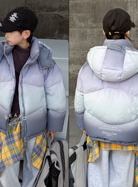 布芮欧童装2025冬季儿童渐变连帽羽绒服男女童加厚保暖外套18132