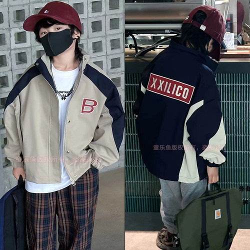 童乐鱼潮范棒球服中大童立领夹克