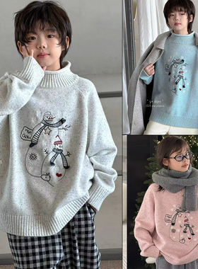G+童装2025冬季新款儿童小雪人点子毛衣男女童软糯针织衫潮52885
