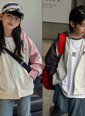 牛哆哆童装秋季新款男女童连帽外套儿童拼色洋气卫衣潮36697