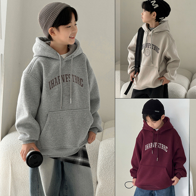 大E小e童装2025冬季新款加绒卫衣