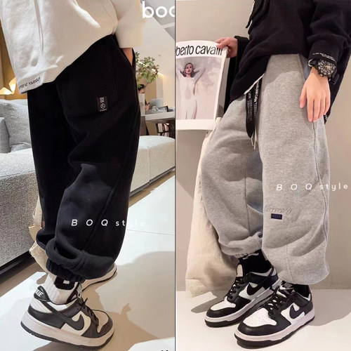 BOQ一体绒针织裤纯棉运动裤卫裤