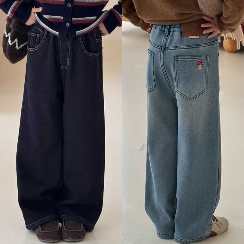 大E小e女童中大童蘑菇刺绣牛仔裤