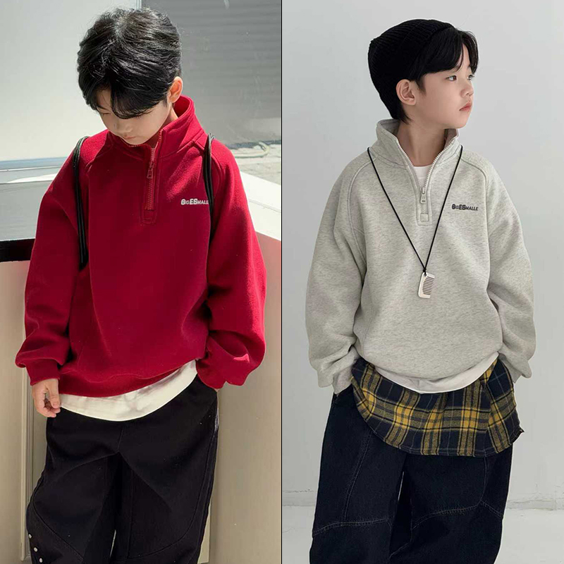 大E小e童装秋冬款半拉链立领卫衣