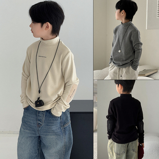 大E小e童装2025秋冬新款男女童德绒打底衫半高领内搭长袖T恤2831