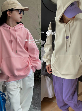 牛哆哆童装秋季新款女童洋气连帽卫衣中大童套头上衣潮52661