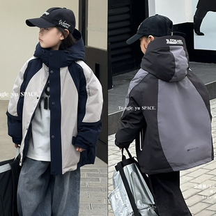 拼色白鸭绒连帽羽绒服冲锋衣2030 男女童韩版 童乐鱼童装 2025冬新款