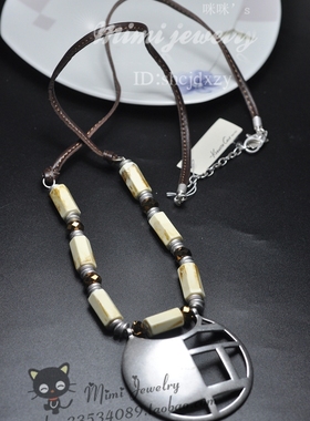 美国时尚风ins复古盾牌长项链