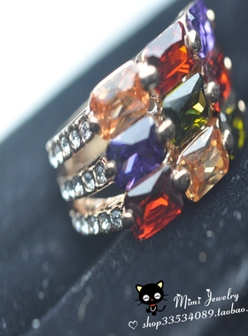 镀金奥地利水晶摩登ins宽版戒指