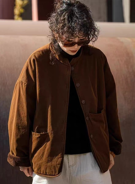 疯子张原创设计宽松冬季加绒AB面正反两穿棉衣保暖外套08201