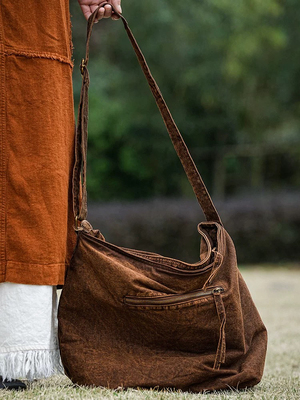 疯子张25春夏款小众复古拼接个性文艺单肩斜挎包#9984