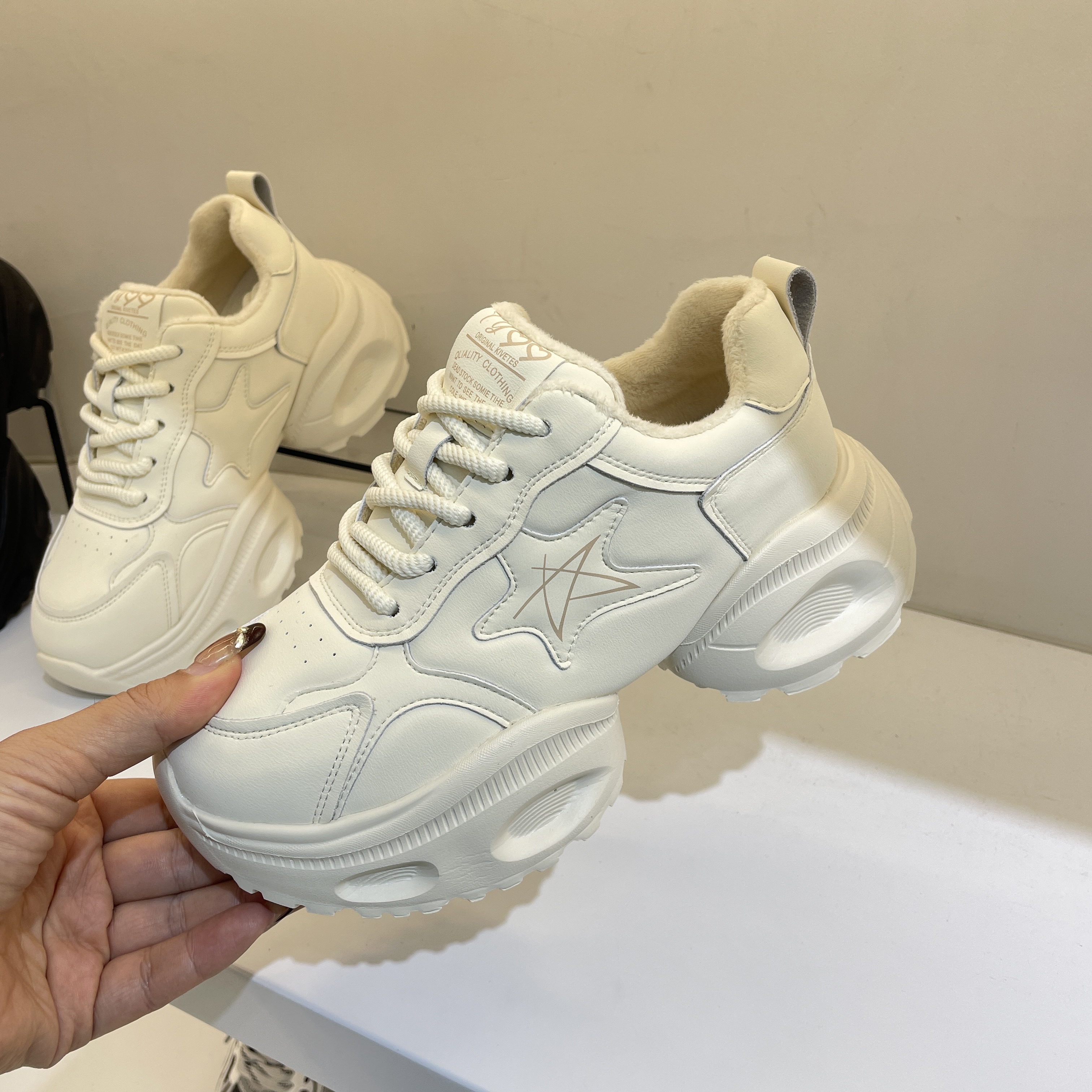 加棉厚底5cm小个子2025新真皮厚底增高老爹鞋女百搭休闲运动鞋女