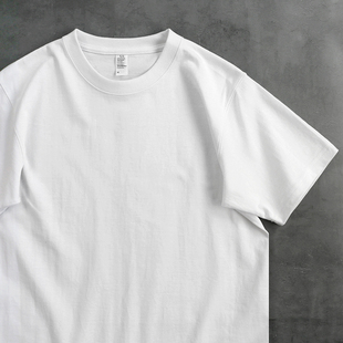 美式重磅t恤复古300g宽松基础纯棉短袖Tee男圆领纯白打底衫男体恤