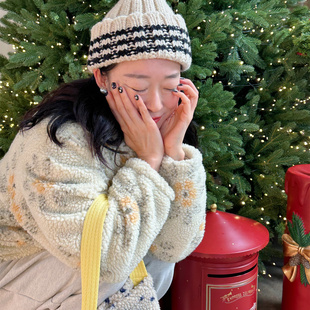 24冬韩国新款 外套碎花羊羔毛女士外套长袖