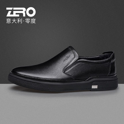 Zero零度男鞋官方商务休闲皮鞋2025秋冬真皮休闲鞋舒适圆头英伦鞋