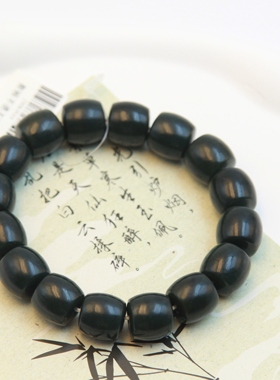 和田玉青玉老型珠手串