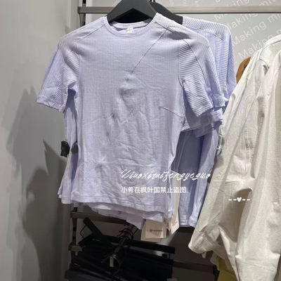 lululemon代购 Asymmetrical Ribbed Cotton T螺纹轻薄透气短袖