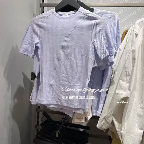lululemon代购 Asymmetrical Ribbed Cotton T螺纹轻薄透气短袖