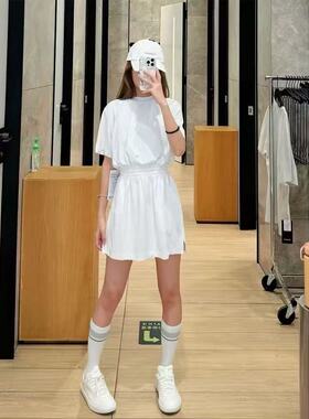 lululemon代购 Smocked-Waist T-Shirt Dress 收腰运动网球连衣裙
